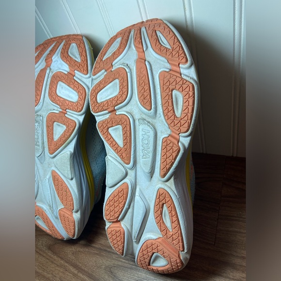 Hoka Bondi 8 Sneakers Blue Orange Yellow Low Top Lace Up Women’s 8.5 - Picture 13 of 14